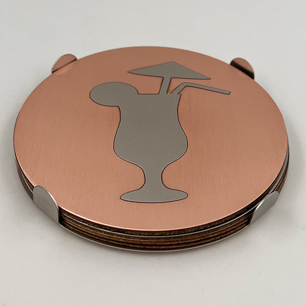 J&R Senior Sheetmetal copper fruity drink coasters