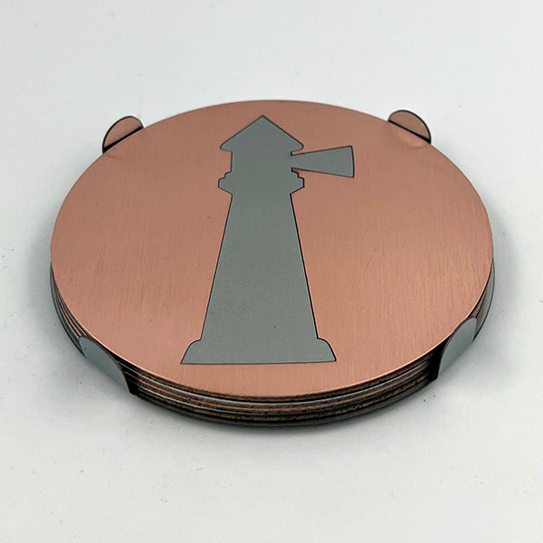 J&R Senior Sheetmetal copper Lighthouse coasters