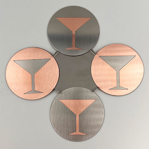J&R Senior Sheetmetal copper Martini coasters