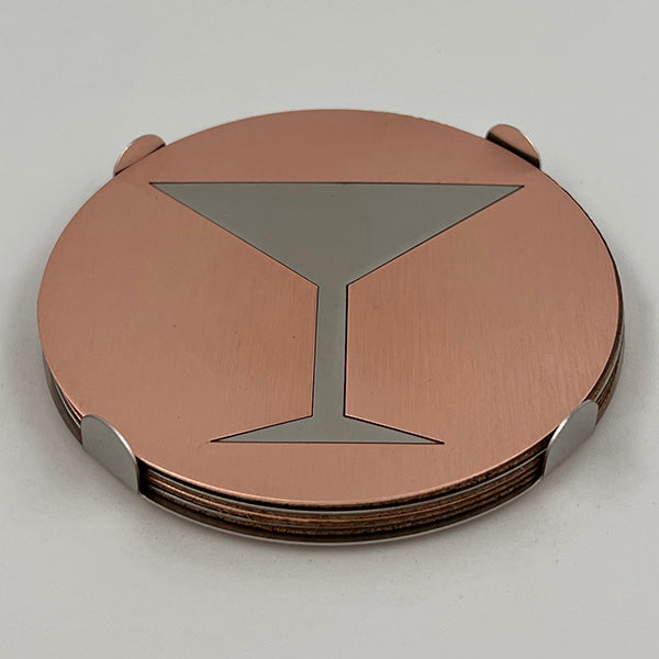 J&R Senior Sheetmetal copper Martini coasters