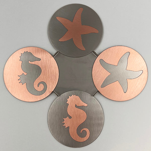 J&R Senior Sheetmetal copper Sea Life coasters