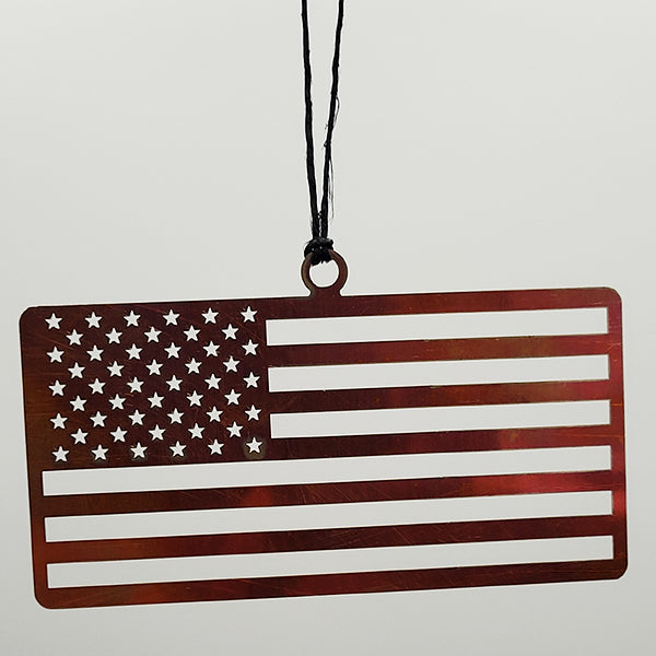 J&R Senior Sheetmetal copper USA flag ornament
