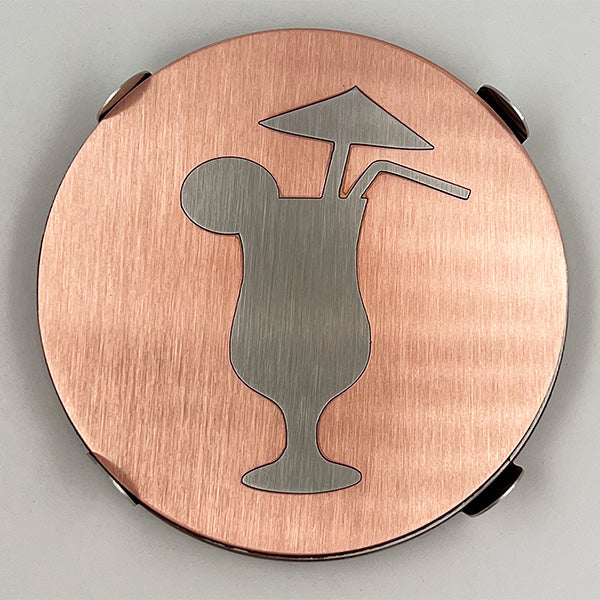 J&R Senior Sheetmetal copper fruity drink coasters