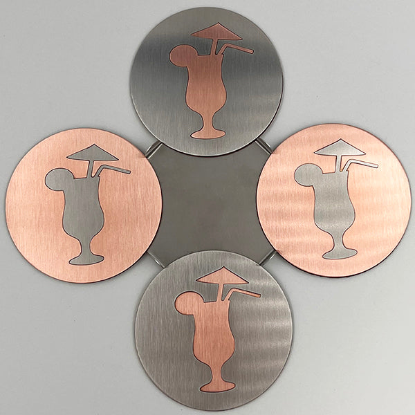 J&R Senior Sheetmetal copper fruity drink coasters