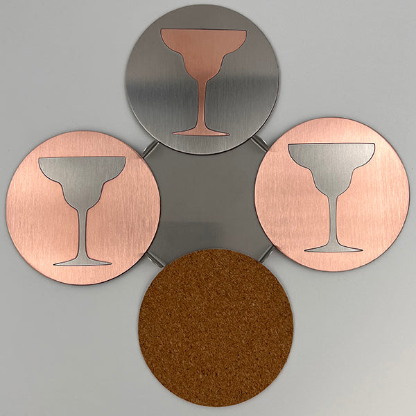 J&R Senior Sheetmetal copper Margarita coasters