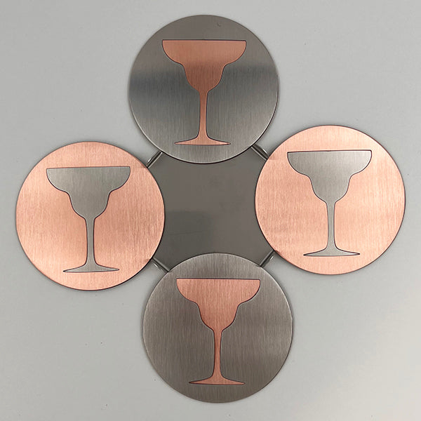 J&R Senior Sheetmetal copper Margarita coasters