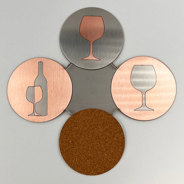 J&R Senior Sheetmetal copper Wine coasters